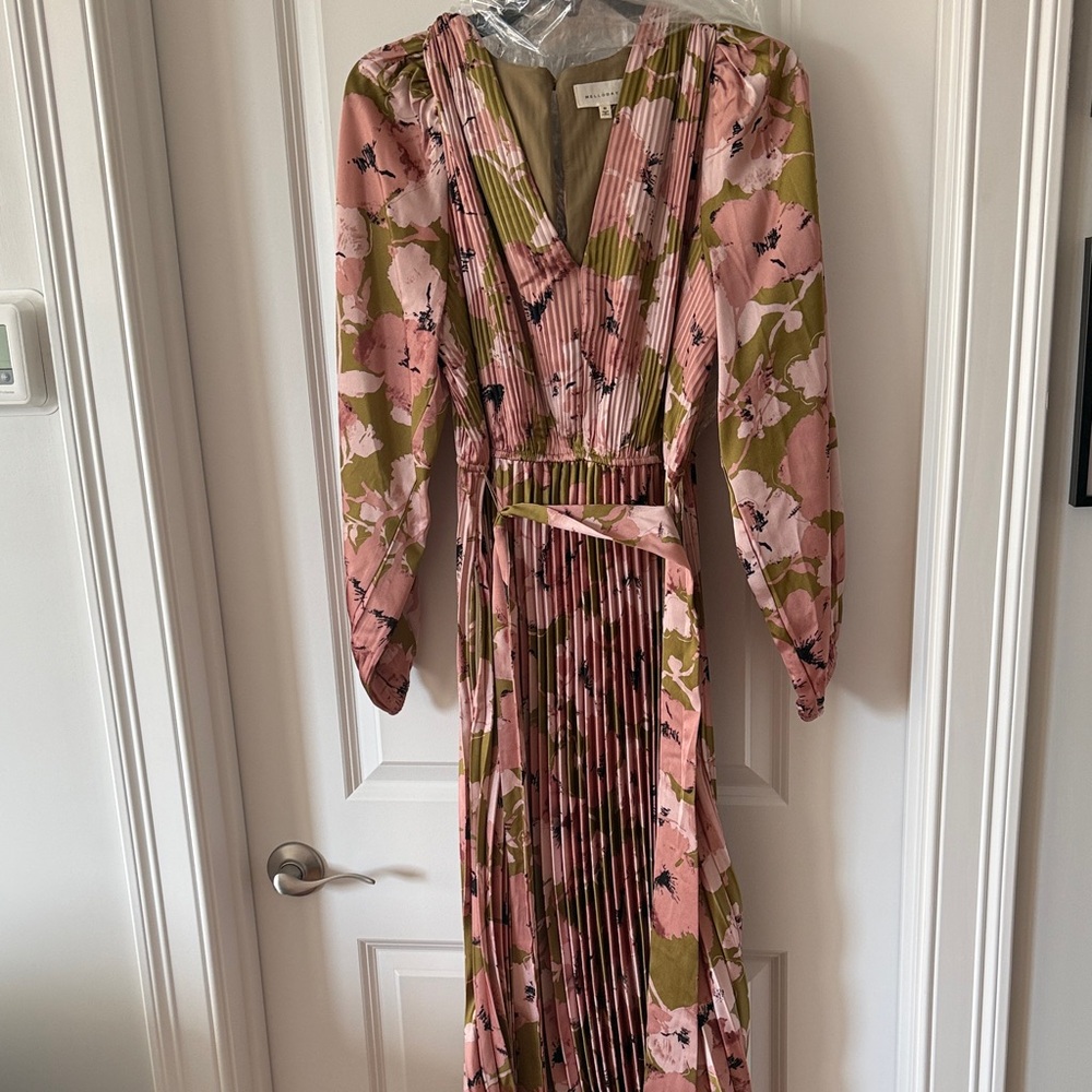 Floral Pink and Green Women's Dress